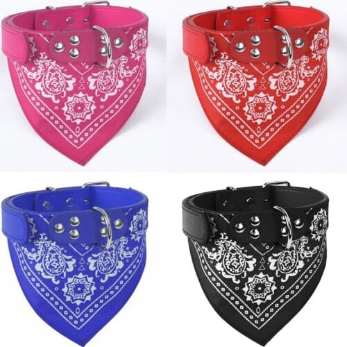 Adjustable Pet Dog Puppy Cat Neck Scarf Bandana Collar Neckerchief PU Cotton Dress Up Dog Accessories Print Triangular Bandage