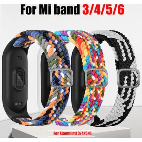 Adjustable Woven Elastic Strap For Xiaomi Mi Band 6 5 4 3 Sports Bracelet Wristband For Miband 6 5 4 3 Replacement Strap