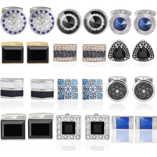 Luxury Crystal Shirt Cufflinks for mens Brand cuff button de manchette Colorful cuff links High Quality abotoaduras Jewelry
