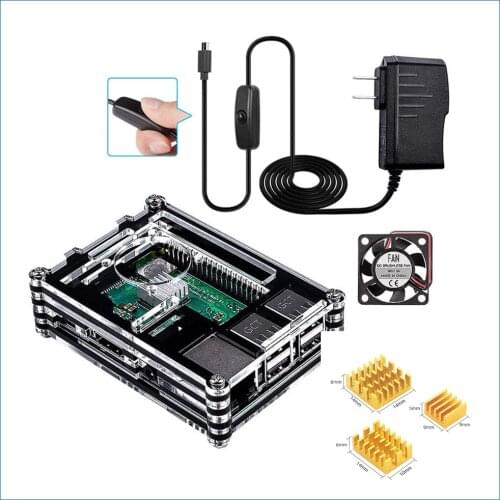 S ROBOT Raspberry Pi 3B Case 9 layer Acrylic Cover Shell Box Cooling Fan and heat sink for Raspberry Pi 3 Model B+ RPI105