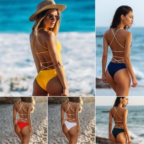 Sexy Backless One piece Swimwear Women Beach Monokini Swimsuit 2019 Badpak Mujer Banador Trikini Maillot femme Biquini Mayokini