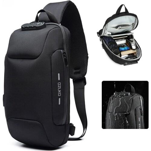 Men Oxford Waterproof USB Multifunction Shoulder Bag Crossbody Bags Messenger Chest Bag Short Trip Travel Pack for Male
