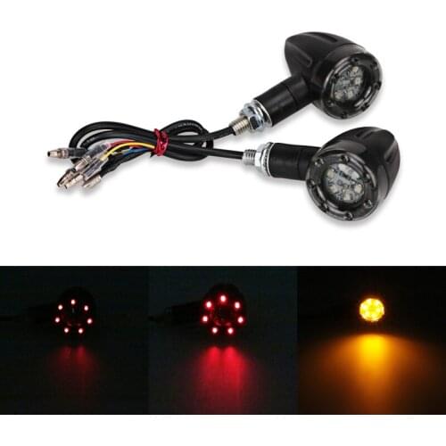 2pcs/1pair Motorcycle Turn Signal Lights Motorcycle Scooter Brake Indicators Light 12V 6LED Amber Red Signal Lamp for Harley