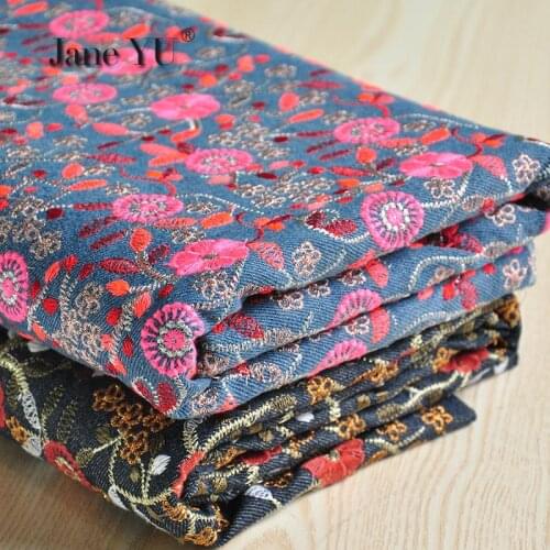 Thickened Embroidered Denim Fabric Pants Skirt Coat Diy Handmade Bag Clothing Half Meter Price