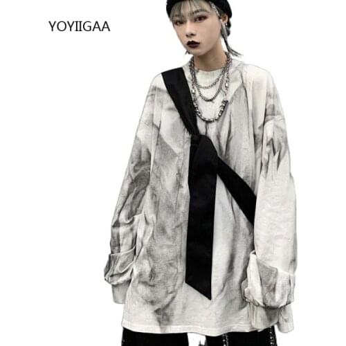 Women T-Shirt Tie Dye Streetwear Female Tshirts O-Neck Long Sleeve Woman T Shirt Casual Basic Tee Tops Fashion Lady T-shirts Top