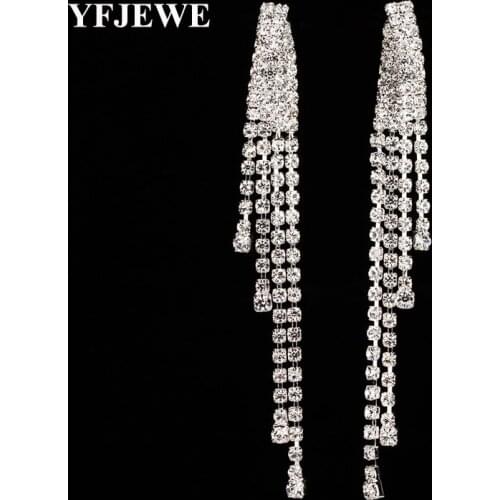 YFJEWE Fashion Graceful Women Evening Jewellery Full Crystal tassel earring Filled Long Drop Earrings jewelry For Women #E333