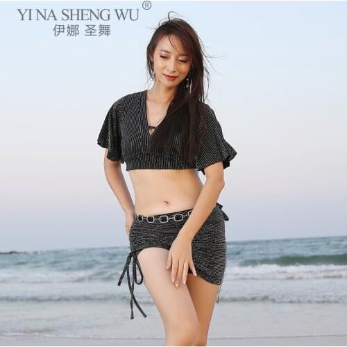 Belly Bance Suit Top Short Sleeve Short Skirt Practice Clothes Elegant Female Eastern Temperament Performance Exercise Clothing