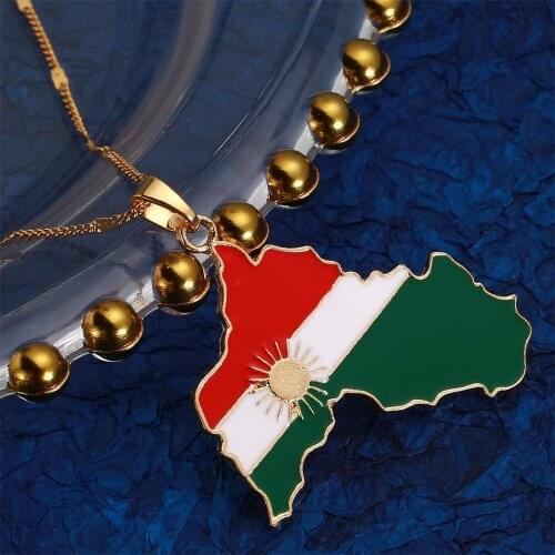 Gold Color Kurdistan Map Pendant Necklace Flag Region Kurdish Map Fashion Women Jewelry