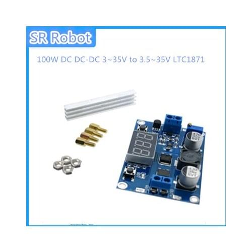 1pcs 100W DC DC-DC 3~35V to 3.5~35V LTC1871 Booster step up module Converter Regulated Power Supply+VoltMeter
