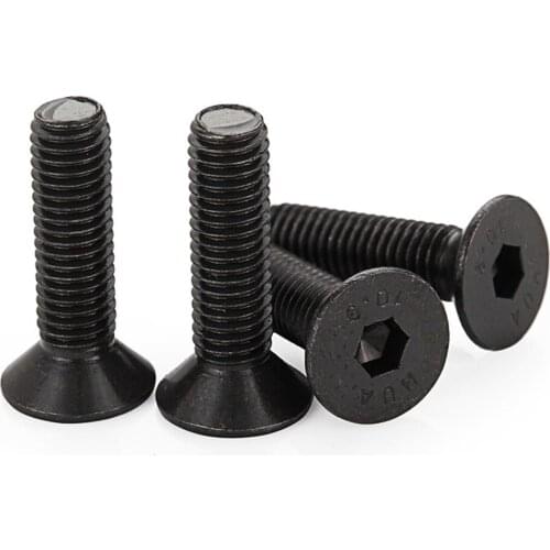10PCS M4 Black 10.9 Flat Head Countersunk Screw Hex Socket Countersink Bolt M4*6/8/10/12/16/20/25/30/40/50mm