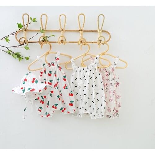 2021 New Newborn Baby Girl Solid Cotton Romper Jumpsuits Sunsuit Baby Summer Clothing Outfits 0-18M With Hat