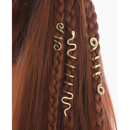 3Pcs/Set Alloy Tube Dreadlock Clips Vintage Gold Braid Spiral Wig Beads Hair Ring Charms Accessories