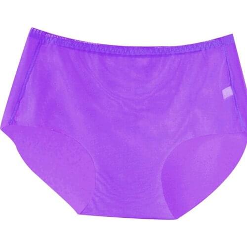 5Pcs Women Sexy Panties Solid Color Mid Rise See Through Thin Elastic Briefs Underwear Female Lady Transparent Seamless Brief