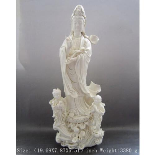 50 cm * /Chinese dehua porcelain luck goddess I send children guanyin bodhisat