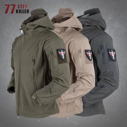 Army Shark Skin Soft Shell Tactical Jacket Men Windproof Waterproof Coats Male Flight Pilot Hood Coat Military Bomber Jackets