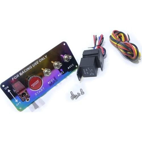 SPSLD Automobile refitted 12V led toggle ignition switch panel engine start button device, suitable for 12V fast and racing cars
