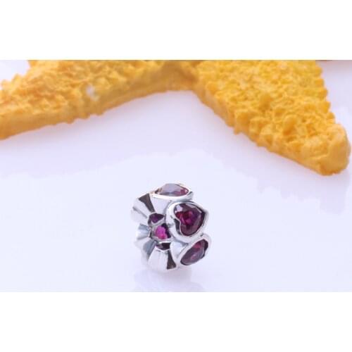 Bewill S925 silver sparkling heart heart-shaped heart-shaped spacer diamond beads Fit Original Bracelet Necklace DIY Jewelry