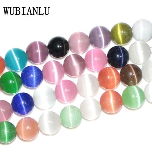 WUBIANLU 15 Colour 10mm Cats Eye Stone Multicolor Opal Stone Beads For Jewelry Making DIY Necklace Bracelet Jaspers Wholesale