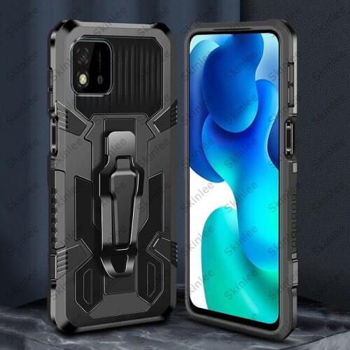 Skinlee Phone Cover For Realme C20 Shockproof Armor Case Magnetism Bracket Back Clip Case For Realme C21 Cover