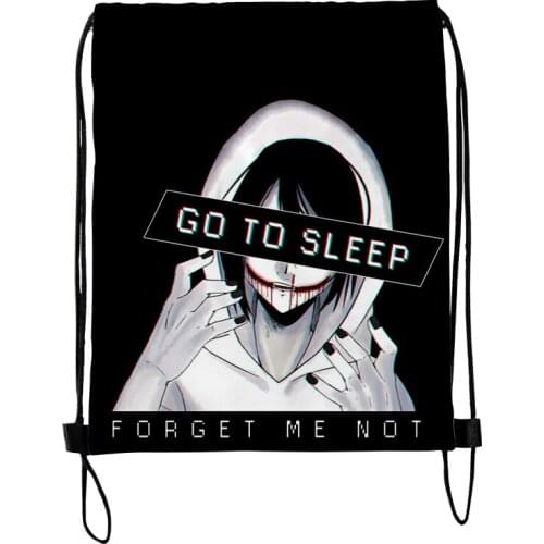 Creepypasta 3D Merch Fashion Style Student Shoulder Storage Bag Drawstring Travel Beach Backpack Toys Shoes Organizer