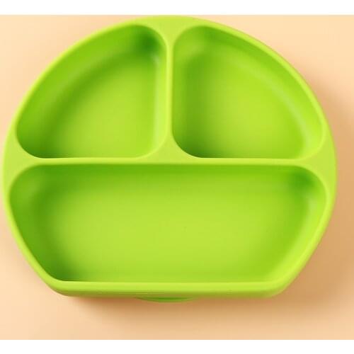 Baby Dishes Childrens Creative Section Smiling Silicone Plate With Suction Cup Strong Sticky Divided Silicone Food Plate