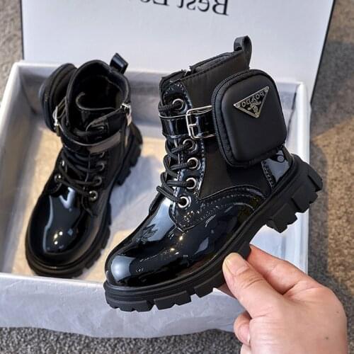 Girls Martin Boots 2021 Winter Autumn New Little Princess Single Boots British Style Fashion Children Pockets Short Boots