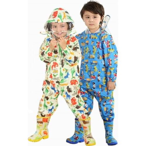 80-120CM Waterproof Raincoat For Children Kids Baby Rain Coat Poncho Boys Girls Primary School Students Siamese Rain Suit