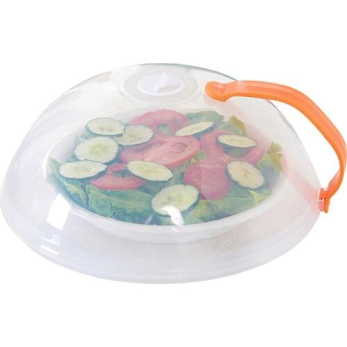 Food Cover Net Microwave Oven Dish Plate Cover Kichen Accessories Anti-Splash Cap Reusable Fresh-Keeping Transparent With Handle