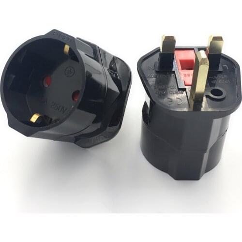 EU Euro 2 Pin to UK 3 Pin Plug AC Universal Adapter Travel Converter European 250V 16A Travel Adapter