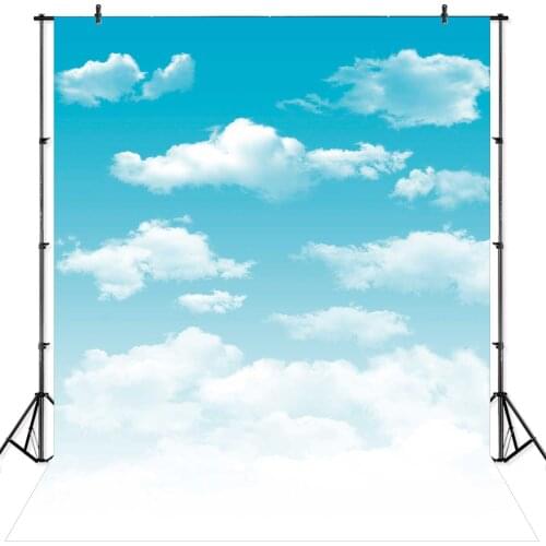NeoBack Classic Vinyl White Cloud Blue Sky Photography Backdrop Children Indoor Studio Portriat Photo Background Birthday Banner