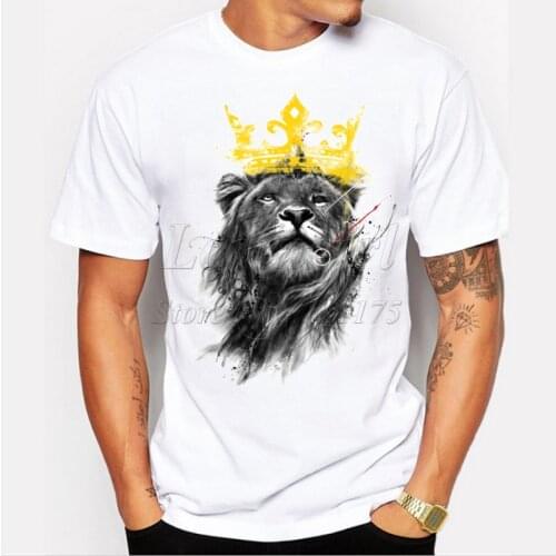 Mens lastest 2019 fashion short sleeve king of lion printed t-shirt funny tee shirts Hipster O-neck cool tops