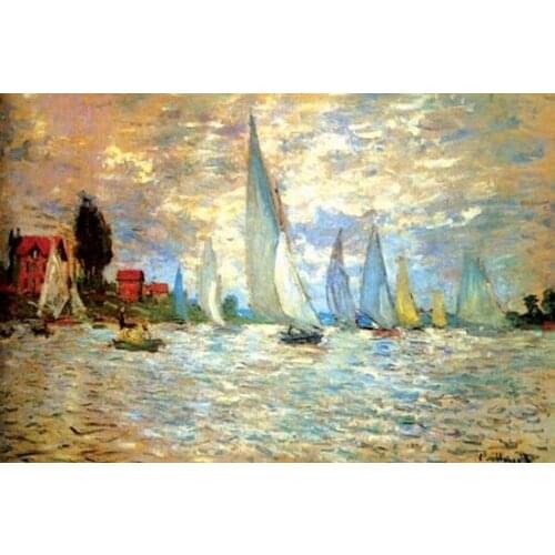 Racing boat Monet sea Arts Handmade Needlework Embroidery DIY Cross Stitch Kits Crafts 14CT Unprinted Home decor wall Arts