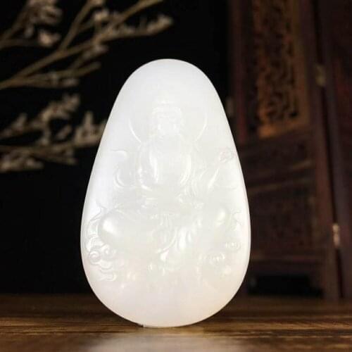 H80#Hetian jade white jade pendant, fine jade, warm and bright