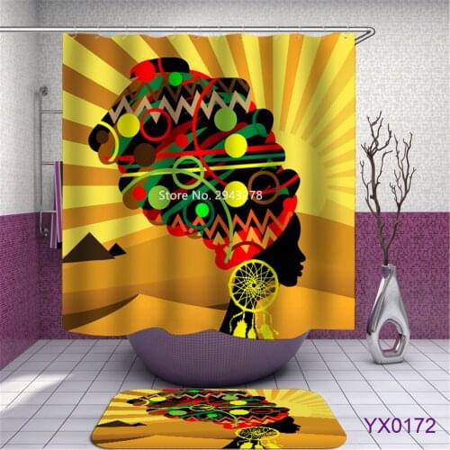Best Selling Color Figure Pattern Waterproof and Mildewproof with Hook Washable Yellow Shower Curtain Home Bathroom Decoration
