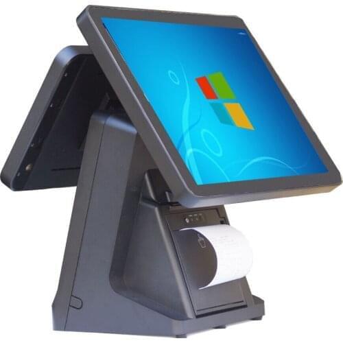 PC Cash register Dual Display Screen 15" Touch Capacitive Touch Screen Built-in 80mm Printer POS Terminal retail Point of sale