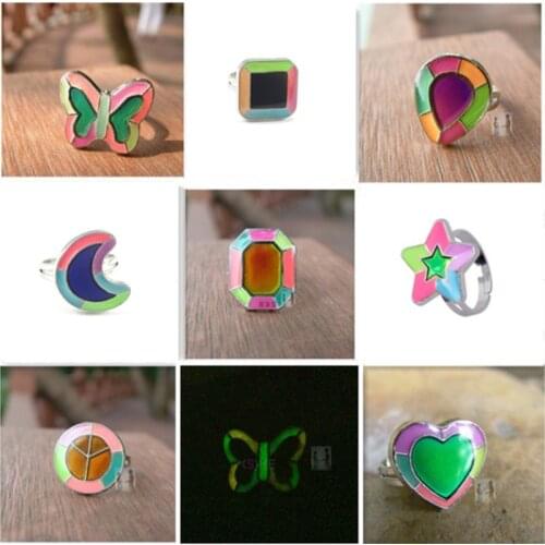 Stainless Steel Color-changing Ring Variety of Mood and Temperature-sensing Rings Luminous Fluorescent Color-changing Ring Gift