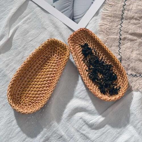 Storage Basket Solid Color Shooting Props Rattan Breakfast Bread Snack Container for Dinning Table