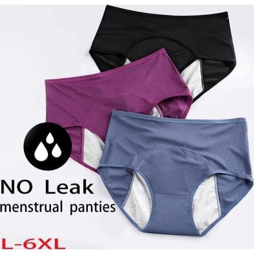 Menstrual Panties Leak Proof Womens Physiological Underwear Waterproof Plus Size Cotton High Waist Warm Female Briefs