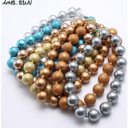 MHS.SUN Fashion Design Baby Girls Chunky Beads Necklace Pearl Acrylic Chunky Beaded Necklace For Child Kids Toddler Jewelry Gift