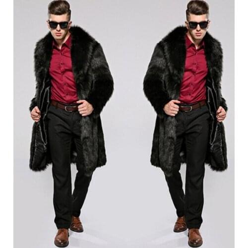 2012 Men Imitation Fur Long Jackets Large Size Winter Autumn Fake Fur Outwears Turn Down Collar Male Fur Coats Size S-6XL