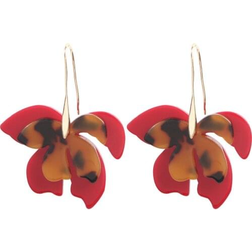 Latest Design Fashion Elegant Resin Leaf Drop Earring Trendy Big Brand Acetic Acid Drop Earring For Women Gift Jewelry