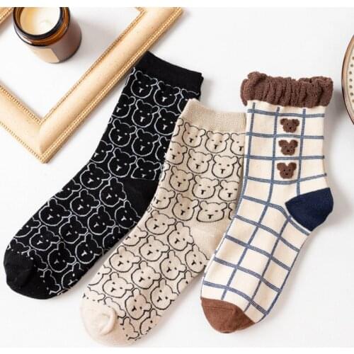 2021 New Cartoon Animal Women Socks Cute Bear Girls Socks Funny Party Women Socks Cotton Female Socks