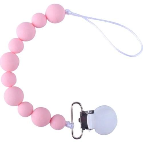Handmade Silicone Pacifier Chains Safe Baby Teether Pacifier Clips Holder Chain BX0D
