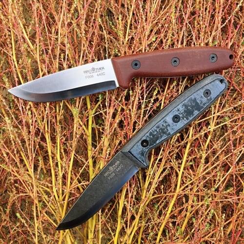 [BROTHER F006] 60HRC 440C blade Fixed Blade knife Scandi Bushcraft Knives Straight Tactical Hunting Camping EDC tool