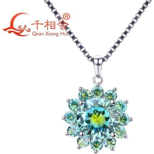 One-time forming mixed special color 8mm cz stone pendants round shape with 925 silver for necklace