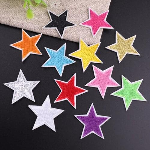 PGY Five-pointed star Embroidery Patches Coat Patch Iron On Patch Applique Badges Cheap Cute Beauty Badges For Clothes Stickers