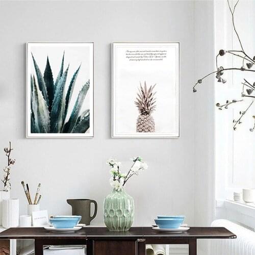 Nordic Modern Minimalist Plant Leaf Canvas Painting Cactus Pineapple Posters Living Room Bedroom Kitchen Wall Art Decor Pictures