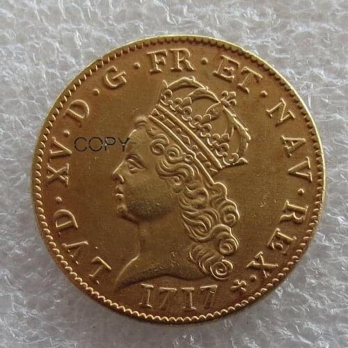 France Louis XV, Louis d'or de Noailles, 1717 A, Paris, Gold Plated Coins