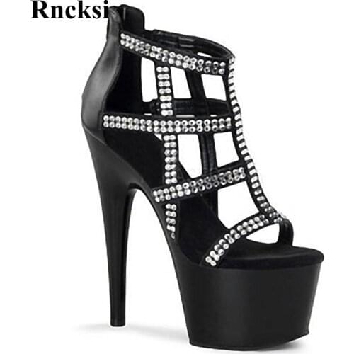 Rncksi New Rhinestone Summer Pole Dance Sexy Women High Platform Open Toe Shoes Cool 17cm High-Heeled Party Dance Shoes Sandals