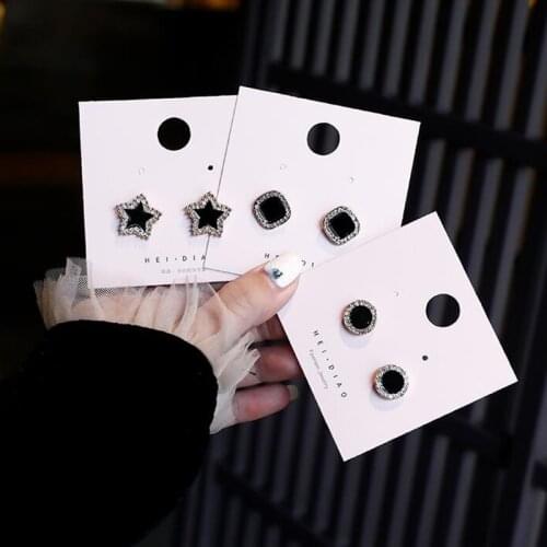 S925 silver needle temperament personality wild set square circle niche net red earrings Jewelry Wholesale